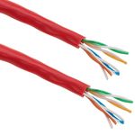 Bobina de cable de red ethernet Cat. 5e UTP CCA de 100 m rígido de color rojo - LQ00100 - 01