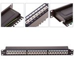 Patch panel rack 24 RJ45 Cat.6A FTP 1U negro con peine para gestión de cables - RD04600 - 02