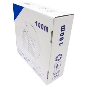 Bobina de cable de red ethernet Cat. 6 UTP CCA de 100 m rígido de color azul