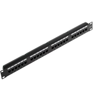Patch panel de 24 RJ45 Cat.6 UTP 1U negro