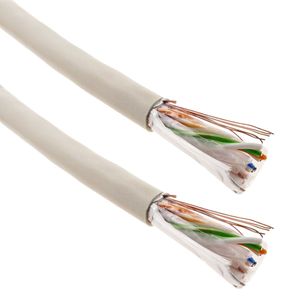 Bobina de cable de red ethernet Cat. 6 FTP de 100 m rígido de color gris