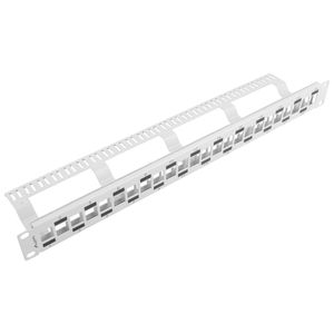 Patch panel configurable para keystone 19" blanco de 24 RJ45 con peine FTP y UTP1U Lanberg PPKS-1224-S