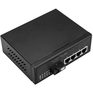 Conversor de fibra óptica 100Mbps monomodo 4xRJ45 SC 1310nm simplex 40km