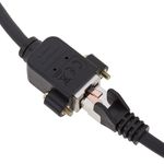 Cable extensor S/FTP Cat. 6 LSZH para fijación a panel macho a hembra negro de 1 m - RJ08700 - 03