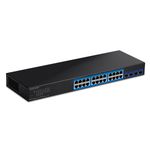 Switch PoE 10/100/1000 Mbps IEEE802.3ae/ad 24 puertos y 4 SFP+ para rack 19" - RA09600 - 01