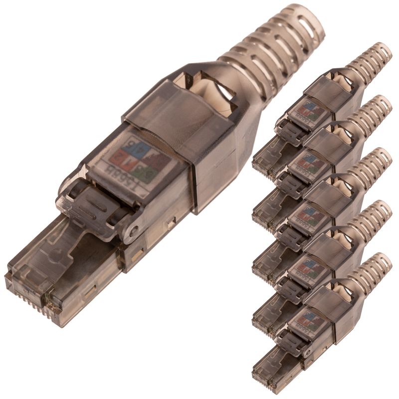 Conector UTP Cat.6 RJ45 macho crimpado automático pack 6 unidades - RC15000 - 01