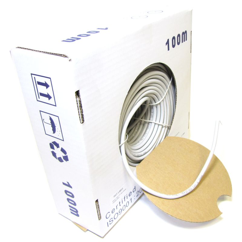Bobina de cable de red ethernet Cat. 6 FTP de 100 m rígido de color gris - LM07100 - 01