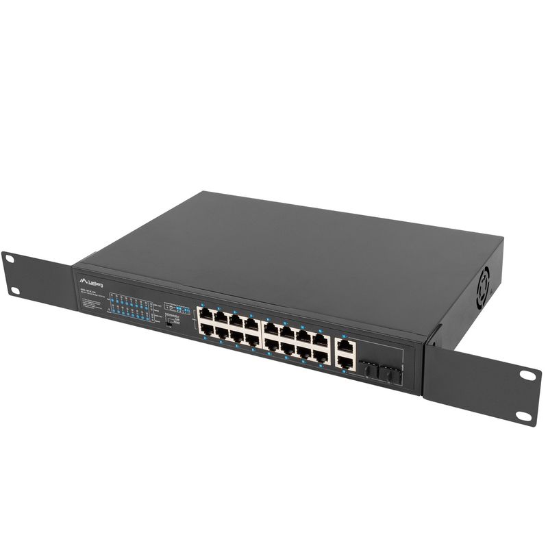 Switch Lanberg RSFE-16P-2C-150 100Mbps para rack de 19” de 18 puertos (16 POE y 2 Gigabit) - RA10100 - 01