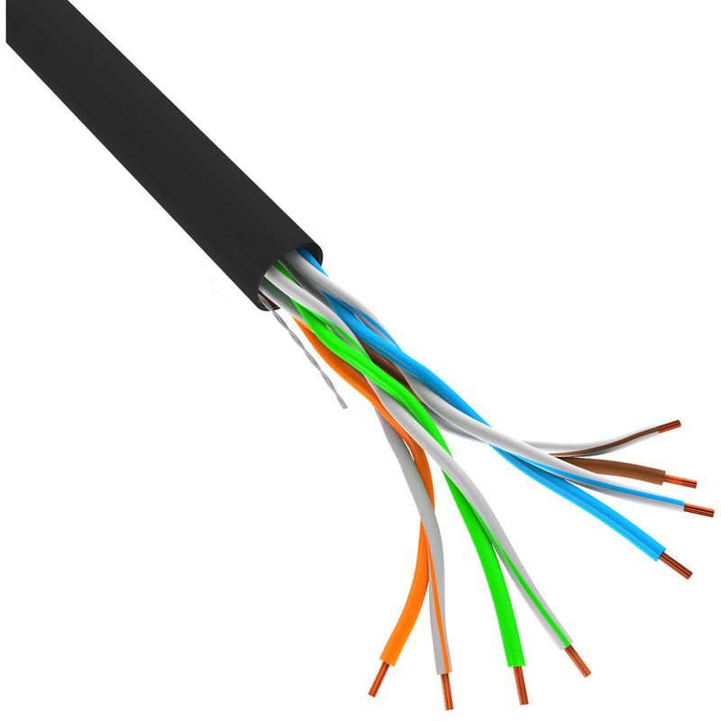 Bobina de cable de red ethernet Cat. 5e UTP CCA de 305 m rígido de color negro LCU5-10CC-0305-BK - LN15100 - 01